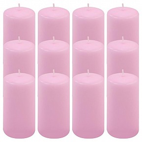 Růžová parafínová svíčka 11,5 cm, 30 h hoření, sada 12 ks