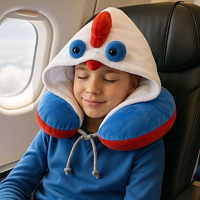 Dětský cestovní polštář s kapucí, kohout