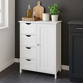 Bílá universální skříňka se 4 zásuvkami, 55 x 30 x 81 cm