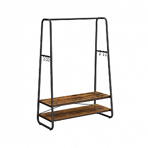 Věšák s policemi a háčky, 100×45×160 cm, rustikálně hnědý