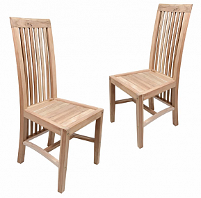 Jídelní židle DIVERO s teakovým povrchem, 2 ks, přírodní