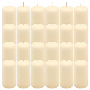 Krémová parafínová svíčka 10 cm, 20 h hoření, sada 24 ks