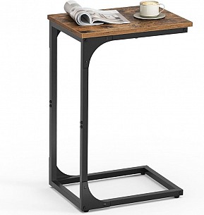 Odkládací stolek ve tvaru C, rustikální hnědá/černá