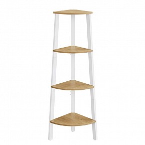 Designová rohová police, 4 patra, zlatý dub/bílá