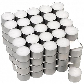 Bílé čajové svíčky, bez parfémů, bílé 100 ks, 8 hodin hoření