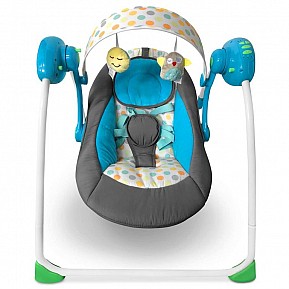 Dětské houpací lehátko s hudební funkcí, skládací, modré