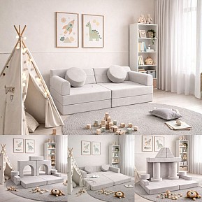 Designová modulární pohovka pro děti 150 cm, slonovinová