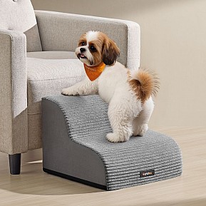 Schody pro psy s protiskluzem, šedé, 2 stupně, 40x40x30 cm