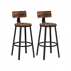 Barové židle industriální, set 2 ks, rustikální hnědá/černá