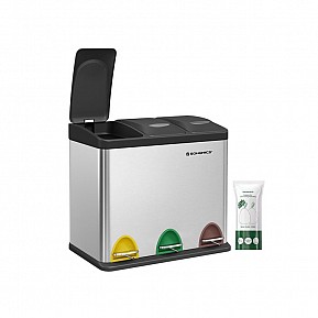 Odpadkový koš na tříděný odpad 24 l, nerez, 3 sekce
