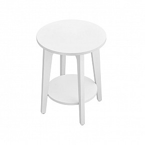 Bílý kulatý odkládací stolek s policí, 40x50 cm
