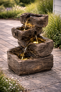 STILISTA Zahradní fontána Dřevěné kmeny, 25 x 23 x 38 cm