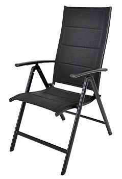 Zahradní polohovací křeslo, hliníkové, černá