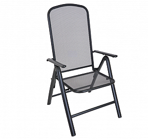 Zahradní křeslo, kovové, polohovací, černá