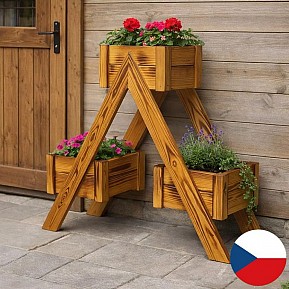 Dřevěný stojan na květiny 68×56×24 cm, 3 truhlíky
