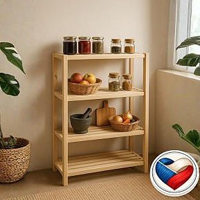 Dřevěný regál z borovice 4 police 133x80x33 cm, česká výroba