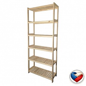 Dřevěný regál 6 polic 213×70×33 cm, borovice, česká výroba