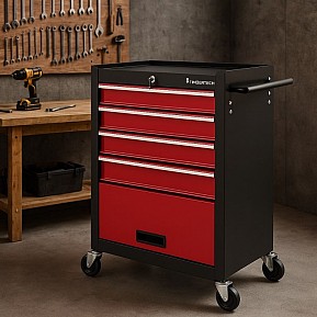 Dílenský vozík na nářadí 4 zásuvky, 61 x 65 cm, červený