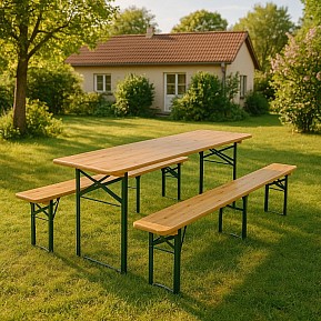 Pivní set 220 cm z jedlového dřeva, skládací, nosnost 250 kg