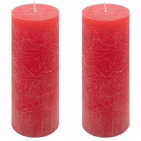 Červená parafínová svíčka rustikální 20 cm, 90 h, sada 2 ks