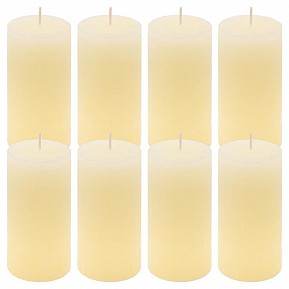 Krémová parafínová svíčka rustikální 10 cm, 25 h, sada 8 ks