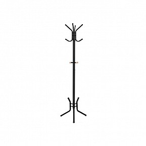 Kovový věšák na oblečení, 12 háčků, černý, výška 178 cm