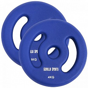 Gorilla Sports Sada zátěžových kotoučů 2 x 4 kg, tm. modrá