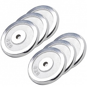 Gorilla Sports Sada zátěžových kotoučů, chromovaná, 6 x 5 kg