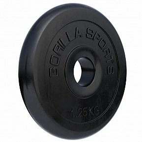 Gorilla Sports Činkový kotouč 1,25 kg, litinový, pogumovaný