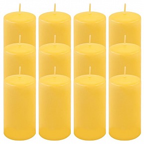 Žlutá parafínová svíčka 11,5 cm, 30 h hoření, sada 12 ks