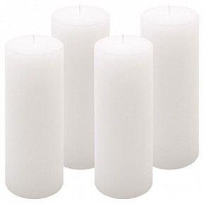 Bílá parafínová svíčka rustikální 20 cm, 90 h, sada 4 ks
