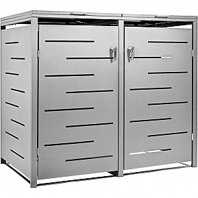 STILISTA Skříň na 2 popelnice 132 x 80 x 116 cm, stříbrná