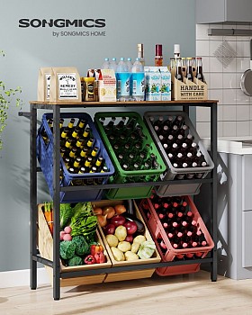 Regál na přepravky, 3 patra, 40 x 105 x 117 cm, černý