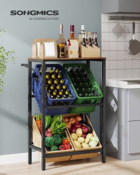 Regál na přepravky, 3 patra, 40 x 70 x 117 cm, černý