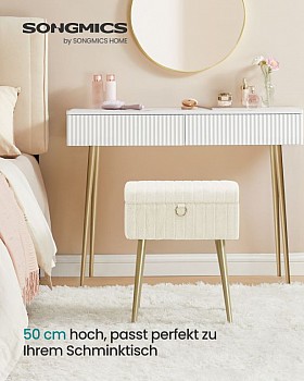 Taburet s úložným prostorem, krémově bílý, 30 x 40 x 50 cm