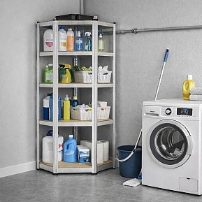 Rohový kovový regál 180 × 70 × 40 cm, 5 polic, variabilní