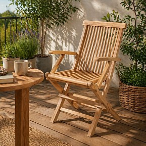 Skládací zahradní židle z týkového dřeva s područkami Divero
