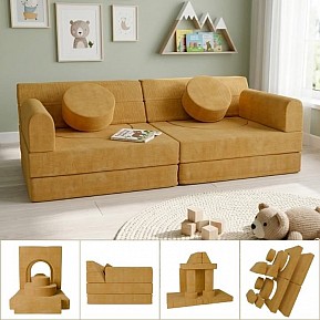 Designová modulární pohovka pro děti 150 cm, hořčicová