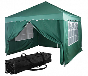 Zahradní stan nůžkový INSTENT BASIC 3x3 m + 4 bočnice, tmavě zelená