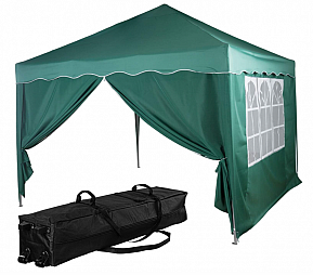 Zahradní stan nůžkový INSTENT BASIC 3x3 m + 2 bočnice, tmavě zelený