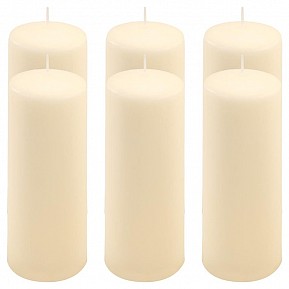 Krémová parafínová svíčka 20 cm, 80 h hoření, sada 6 ks