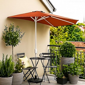 Půlkruhový balkonový slunečník 2,7 m terakotový s klikou