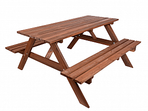 Zahradní sestava PIKNIK z borovice, kaštan, 160 cm