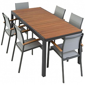 Zahradní set, rozkládací stůl a 6 stohovatelných židlí