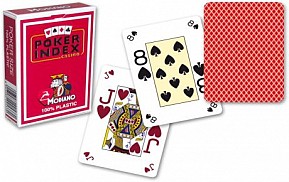 Modiano Poker karty, mini, 4 rohy, červené