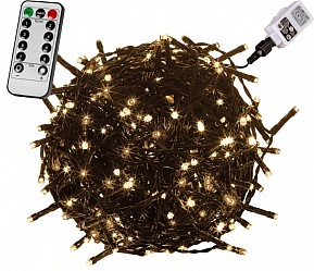 VOLTRONIC Vánoční řetěz 60 m, 600 LED, teple bílé, ovladač