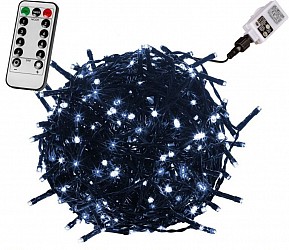 VOLTRONIC Vánoční řetěz 5 m, 50 LED, studeně bílý, ovladač