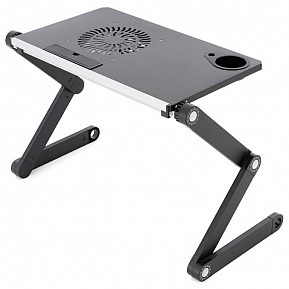 ﻿Notebookový stolek s USB větrákem, stříbrnočerný