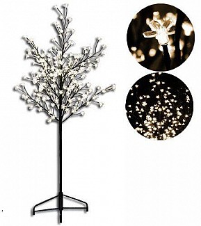 Dekorativní LED strom s květy, teple bílá, 150 cm