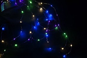 Vánoční dekorativní osvětlení, drátky, 64 LED, barevné